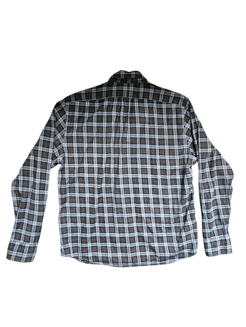 J. CREW x THOMAS MASON Slim Fit Brown Blue Plaid Button Down Shirt | SZ XL